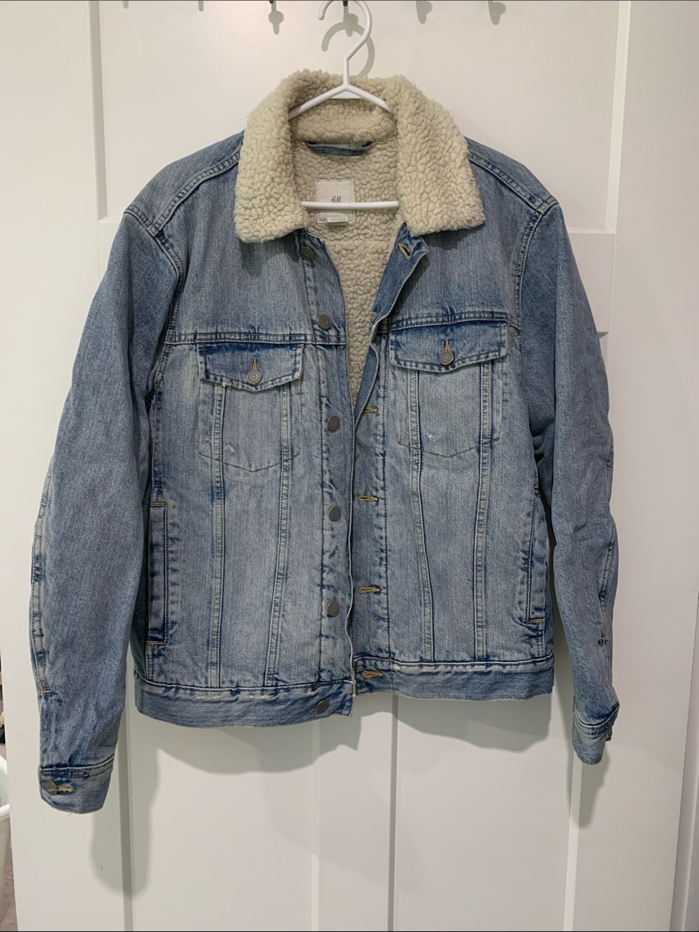 H&M Light Blue Denim Sherpa-Lined Jacket